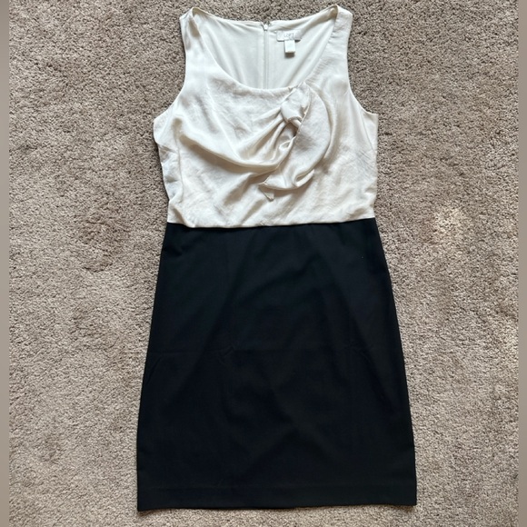 LOFT Factory Colorblock Sheath Dress Black and Ivory | Size 10 - Picture 2 of 11